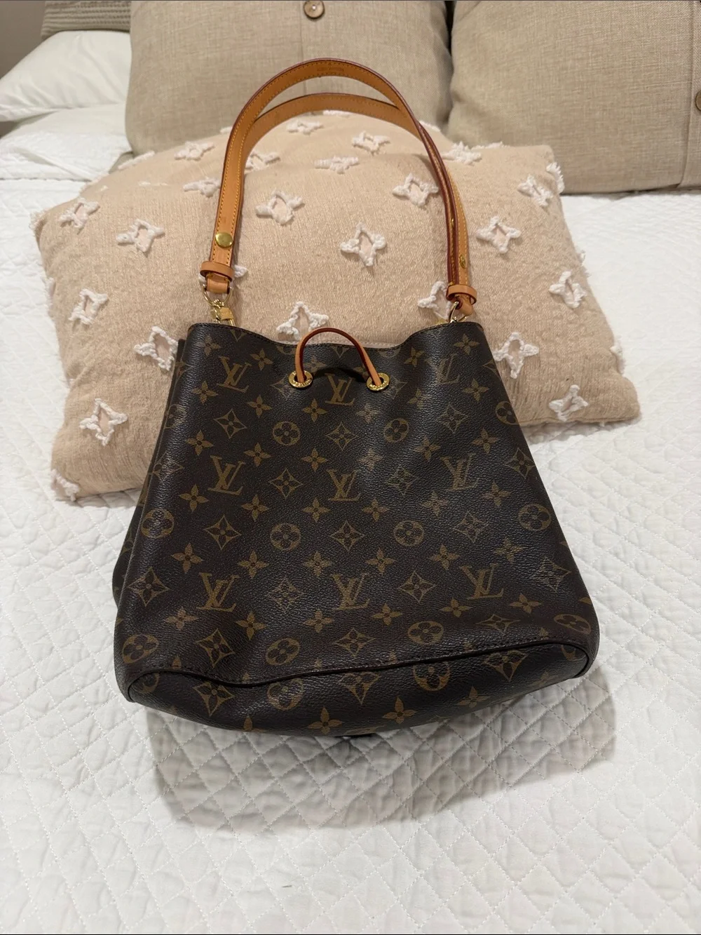 New Monogram Canvas Shoulder Bag in Brown with Tan Trim - Picture 1 of 10